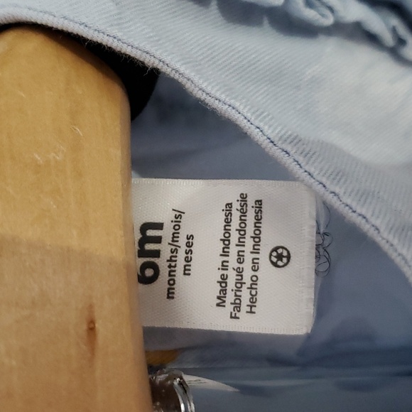 Carter's Baby Girl Sky Blue Floral Sleeveless Ruffle Dress Size 6 Months - Picture 5 of 7